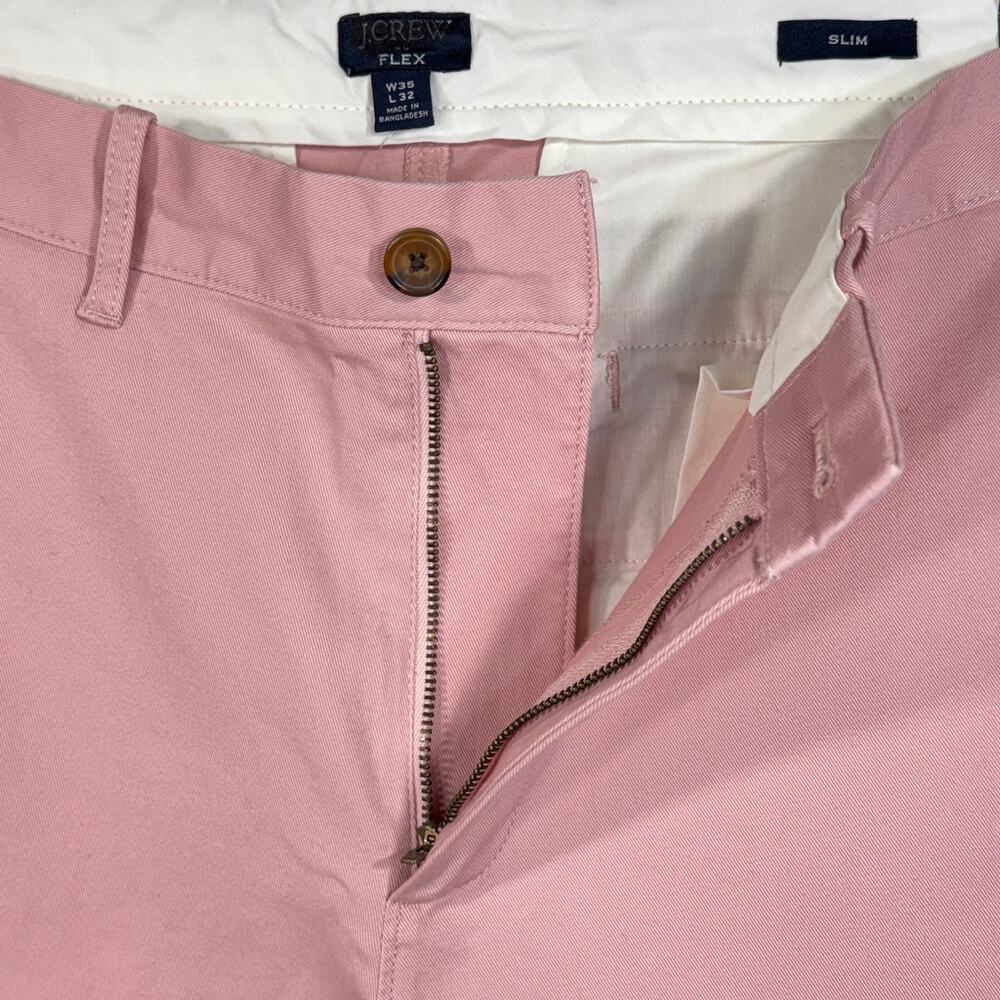 J. Crew Mens SZ 35x32 Flex Slim Pants Zip-Fly Slash Pockets Straight Leg Pink - Picture 6 of 9
